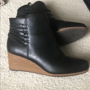 Black leather booties